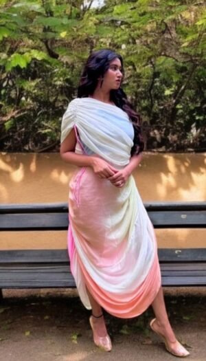 Ombre drapping dress