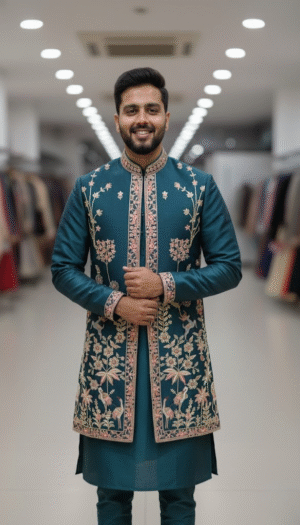 The Emerald Shikargah Indo-Western Set