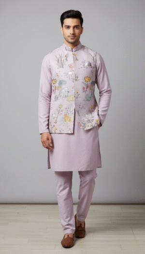 The Lavender Lilac Heavily Embroidered Ensemble