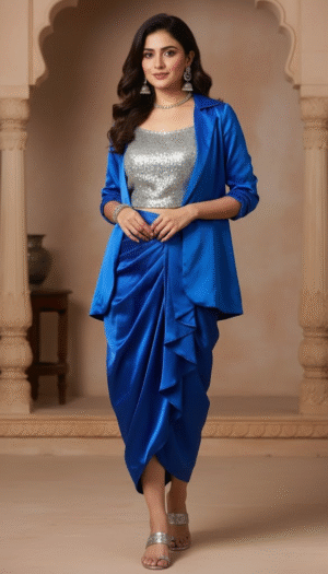 The Azure Diva Sequin Dhoti Set