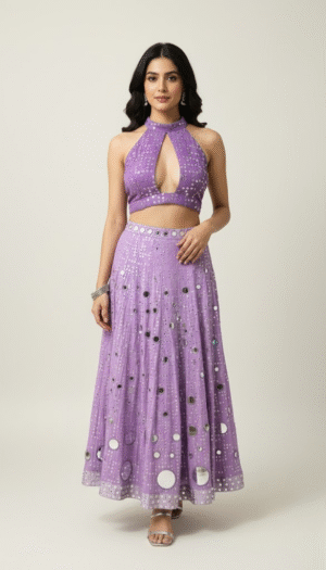 Lilac Disco Mirror Lehenga Set