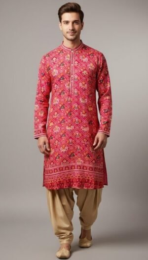Crimson Heritage Bandhani Gaji Silk Kurta Set